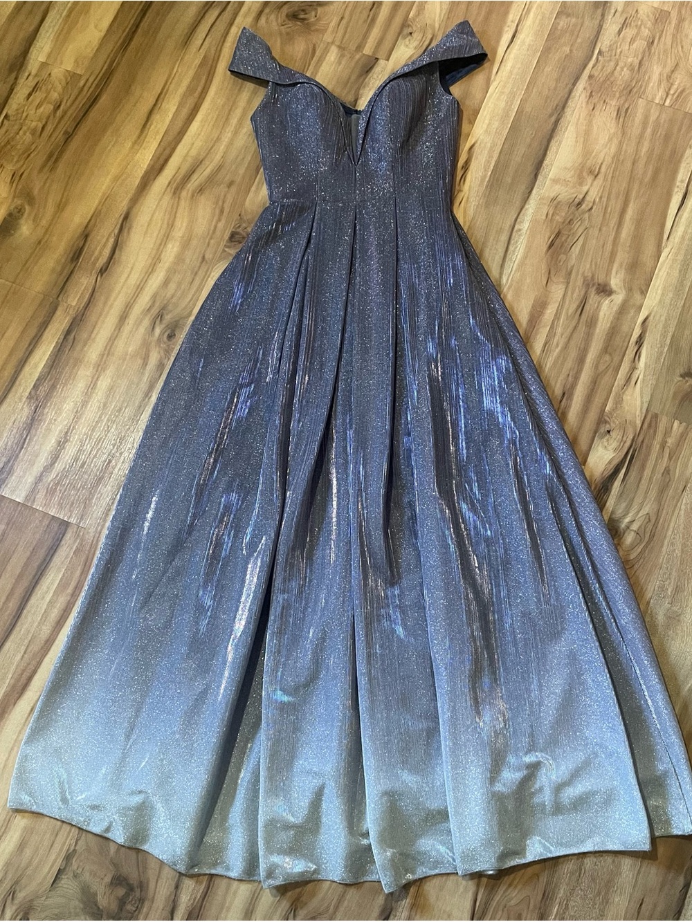 Colors Dress Shimmer Metallic Ombre Formal Evening Gown Pleated Sweetheart 6
